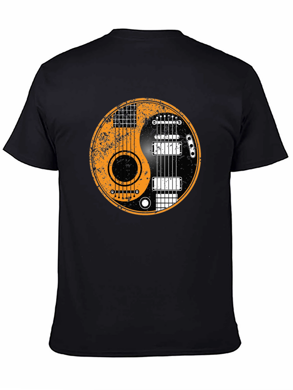 Yin Yang Guitar Graphic Tee - Black Cotton Blend