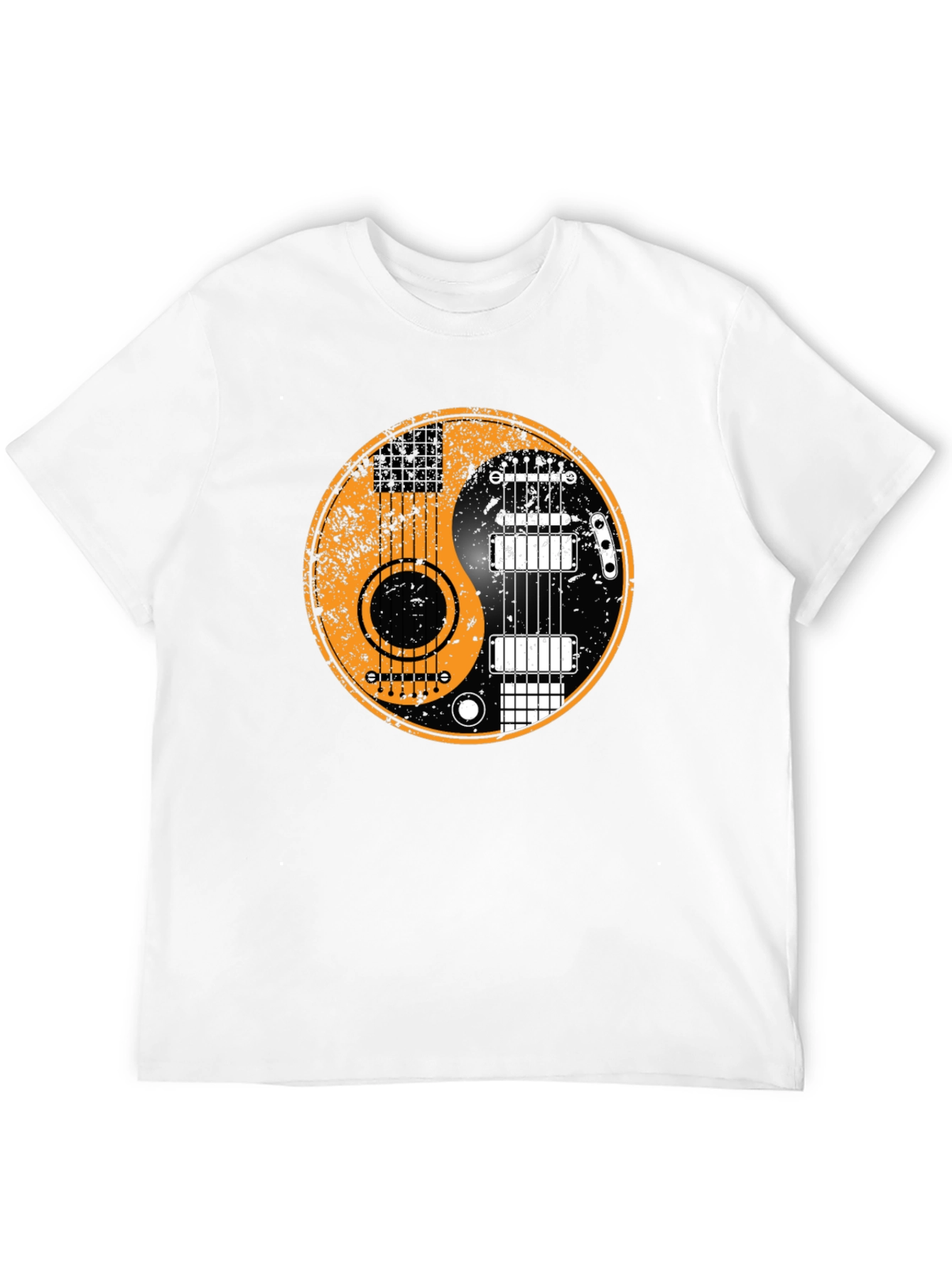 Yin Yang Guitar Graphic Tee - Black Cotton Blend
