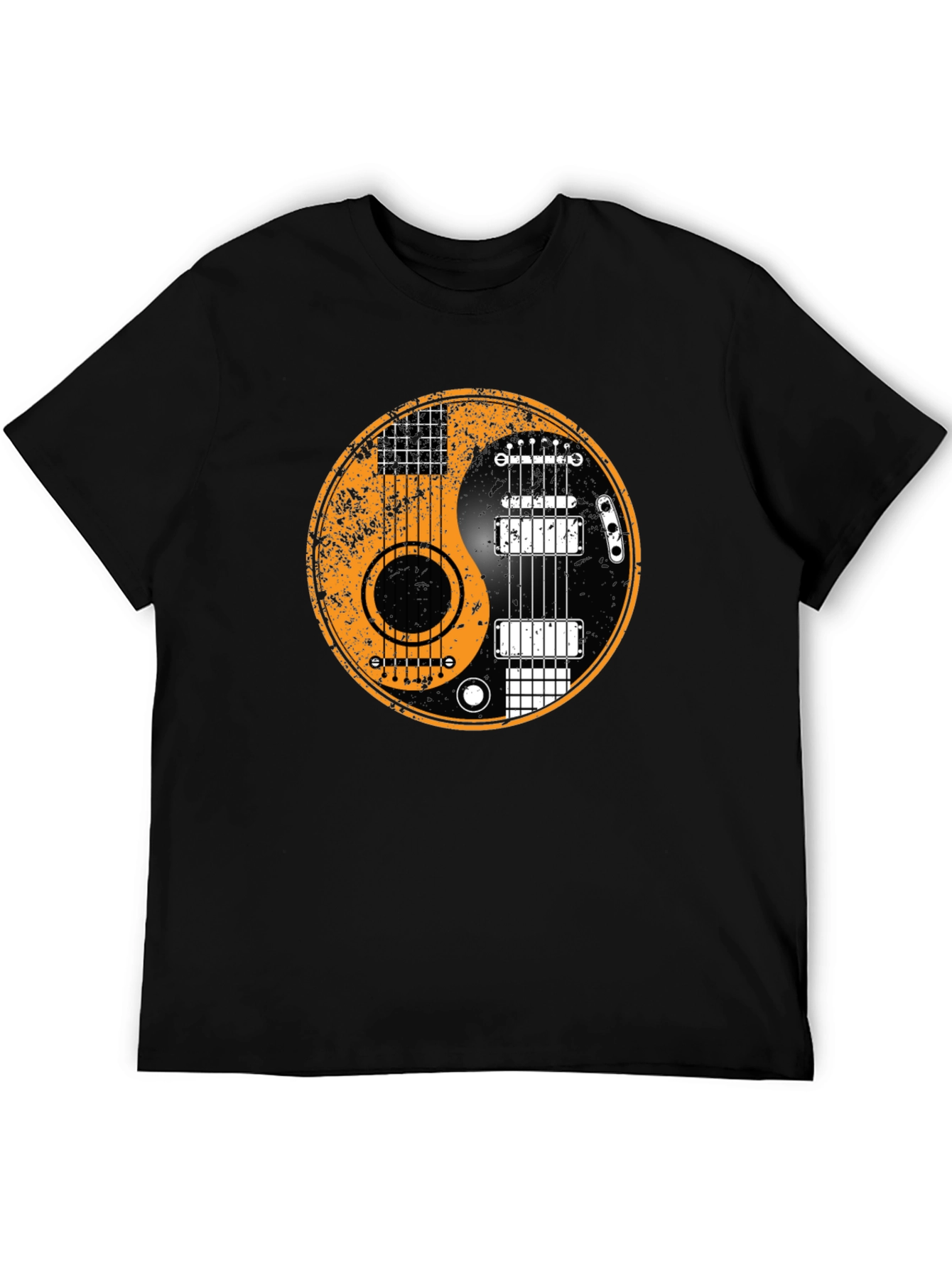 Yin Yang Guitar Graphic Tee - Black Cotton Blend