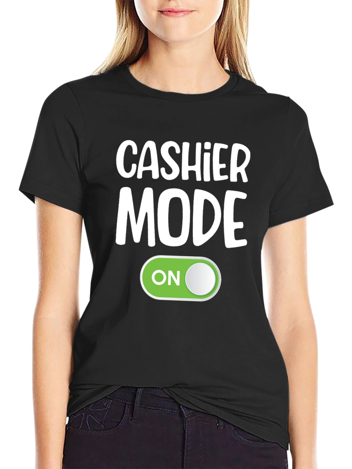 Cashier Mode On Black T-Shirt Funny Employee Gift