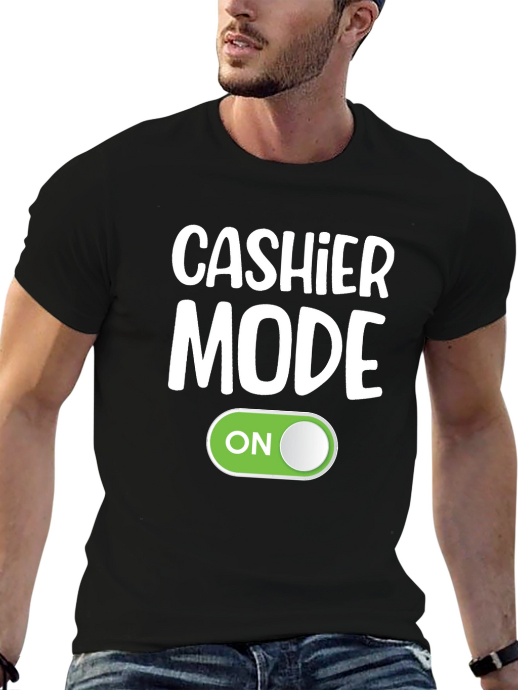 Cashier Mode On Black T-Shirt Funny Employee Gift