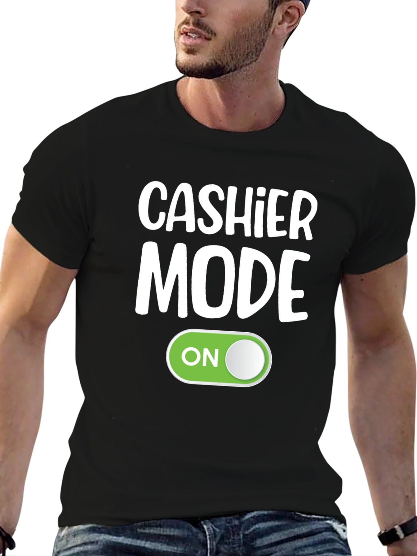 Cashier Mode On Black T-Shirt Funny Employee Gift