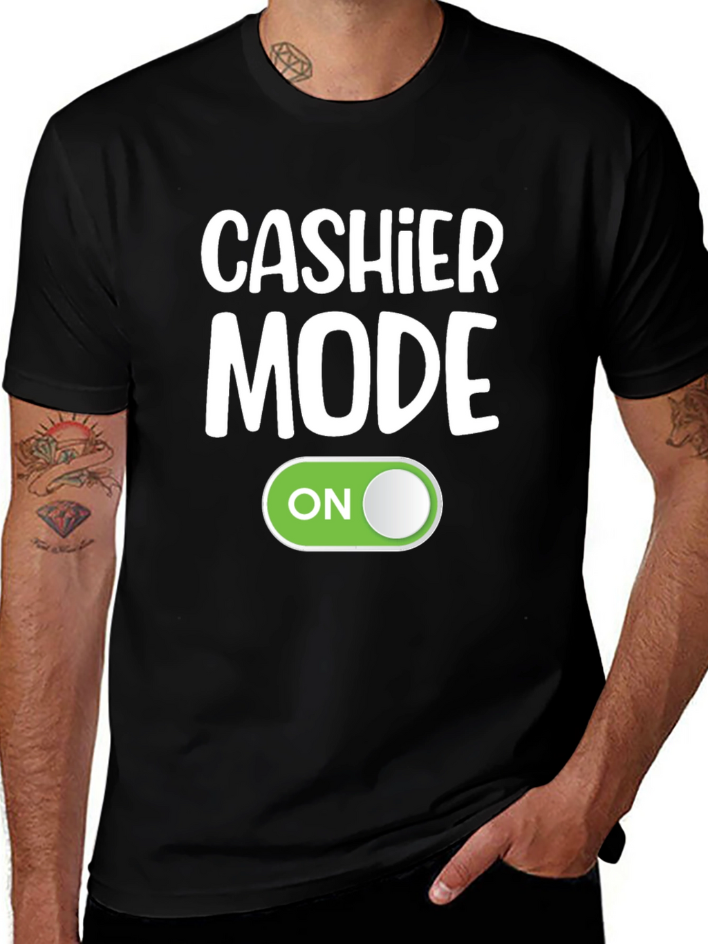 Cashier Mode On Black T-Shirt Funny Employee Gift