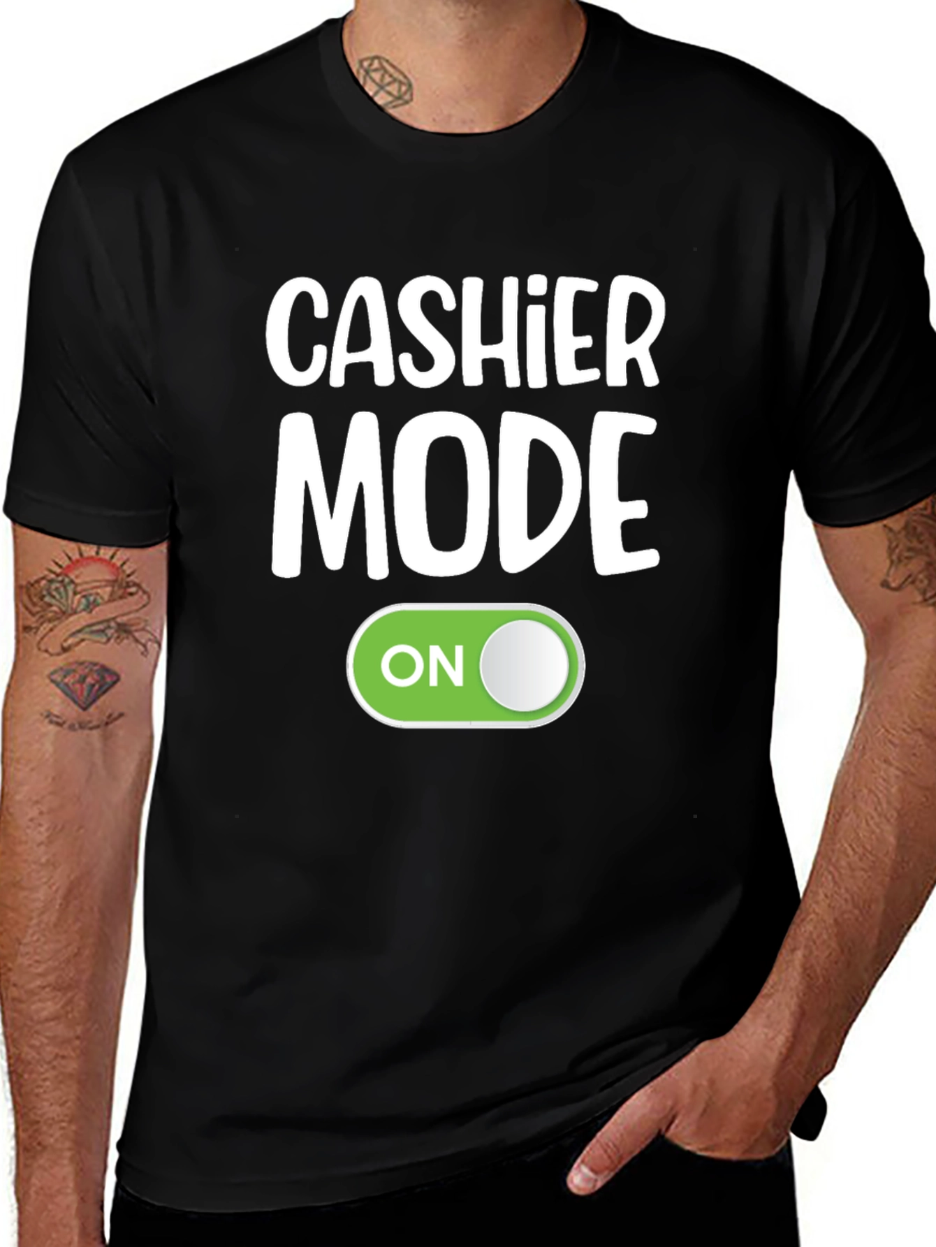 Cashier Mode On Black T-Shirt Funny Employee Gift