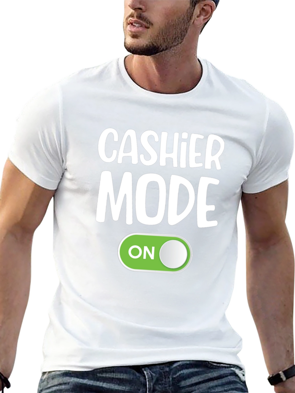 Cashier Mode On Black T-Shirt Funny Employee Gift