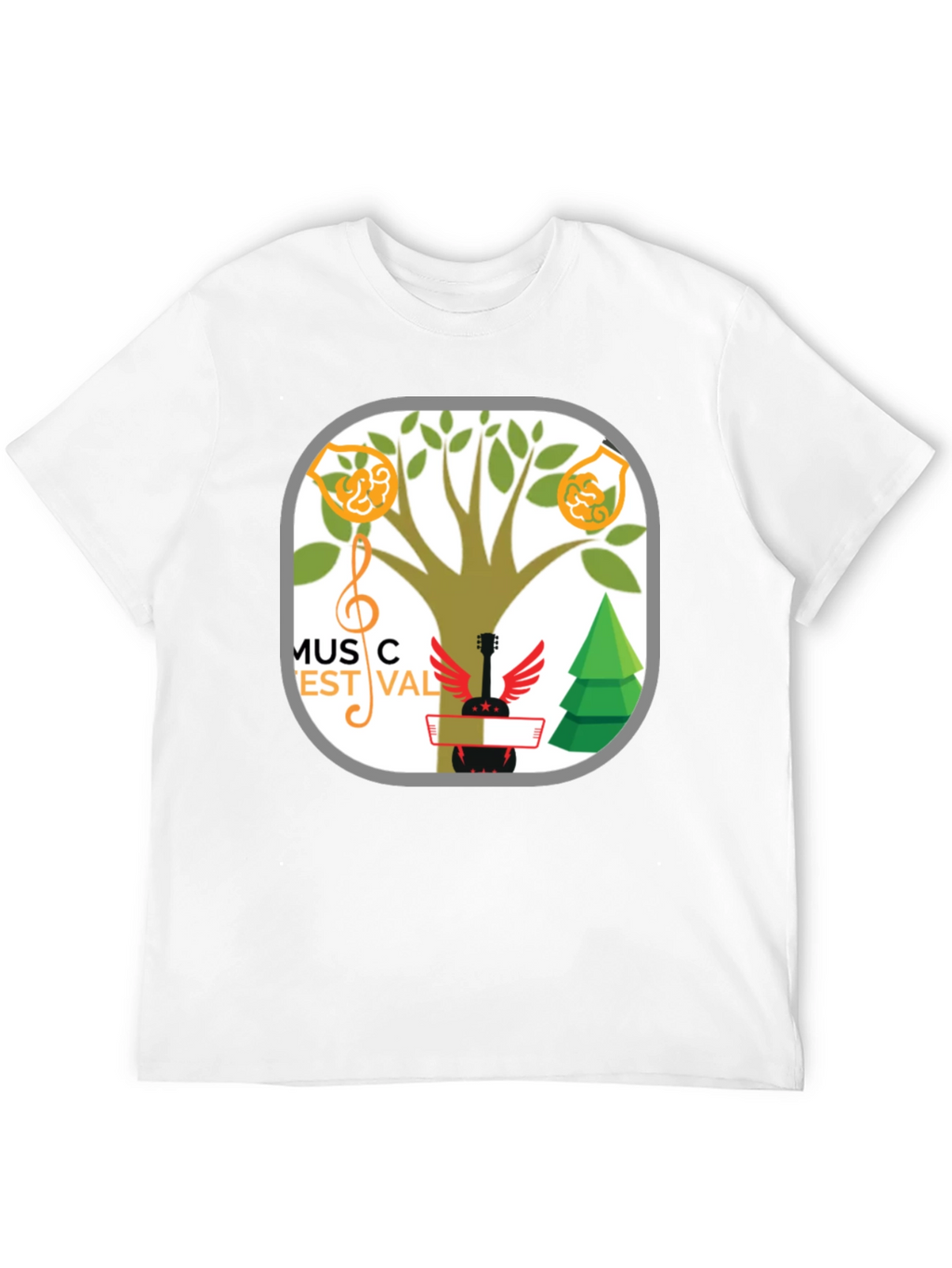 Music Festival T-Shirt Tree & Guitar Graphic Tee