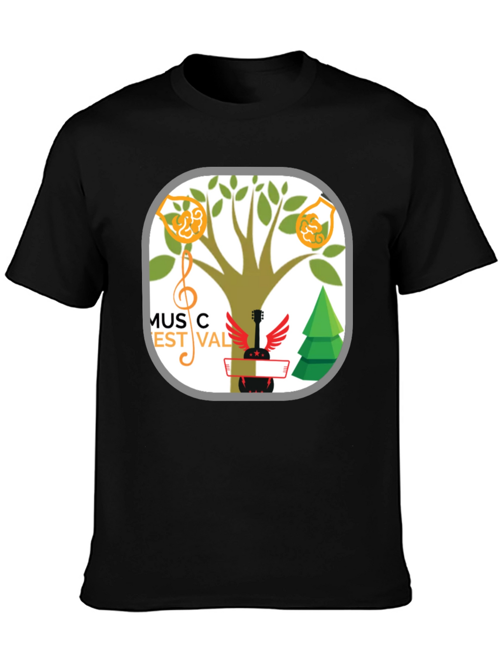 Music Festival T-Shirt Tree & Guitar Graphic Tee