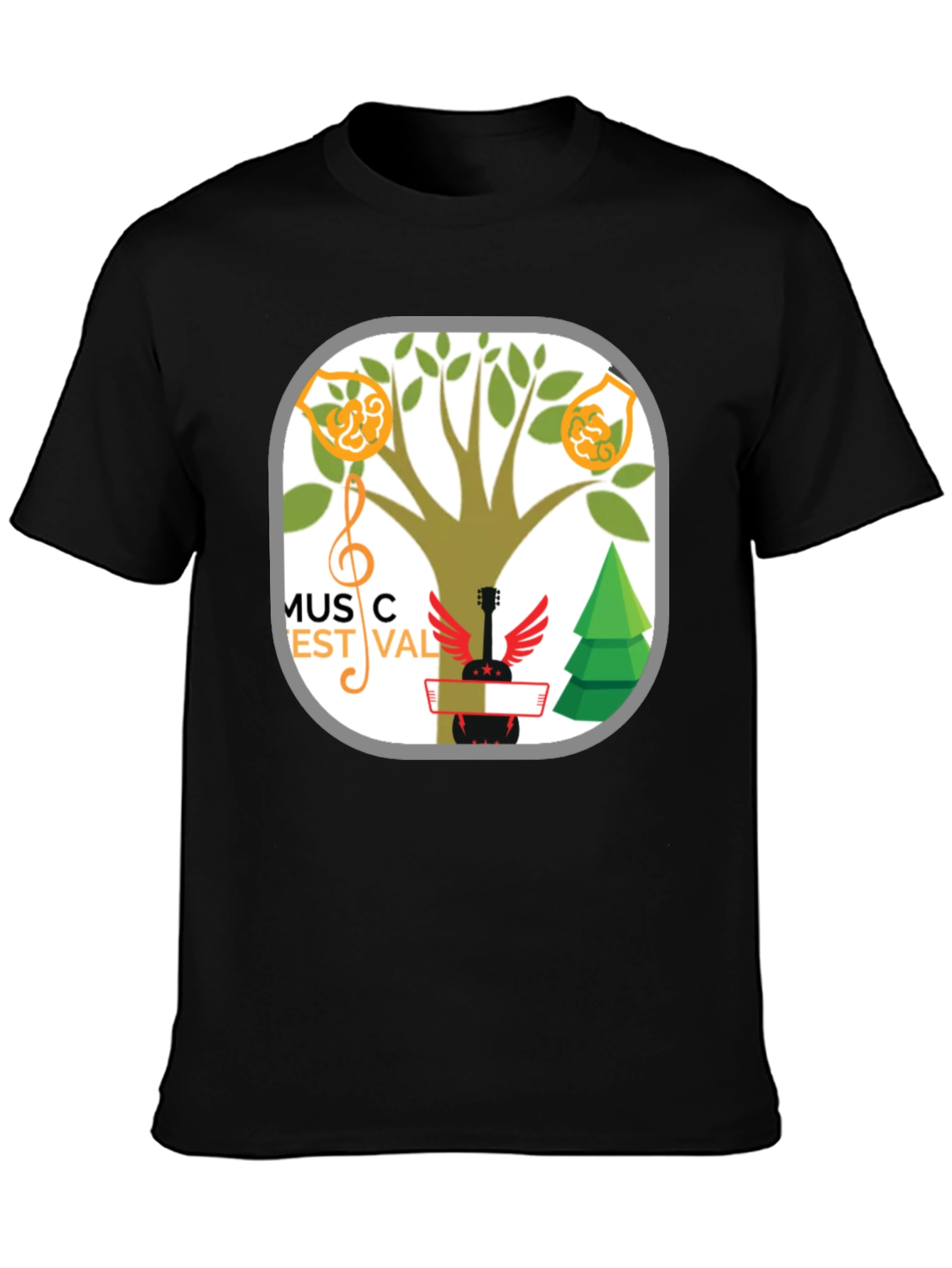 Music Festival T-Shirt Tree & Guitar Graphic Tee