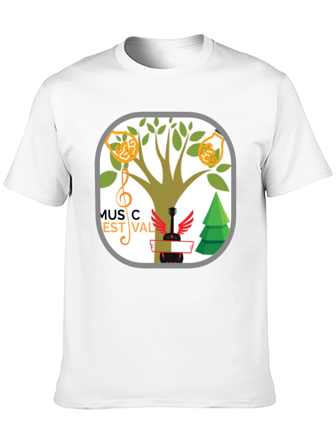 Music Festival T-Shirt Tree & Guitar Graphic Tee