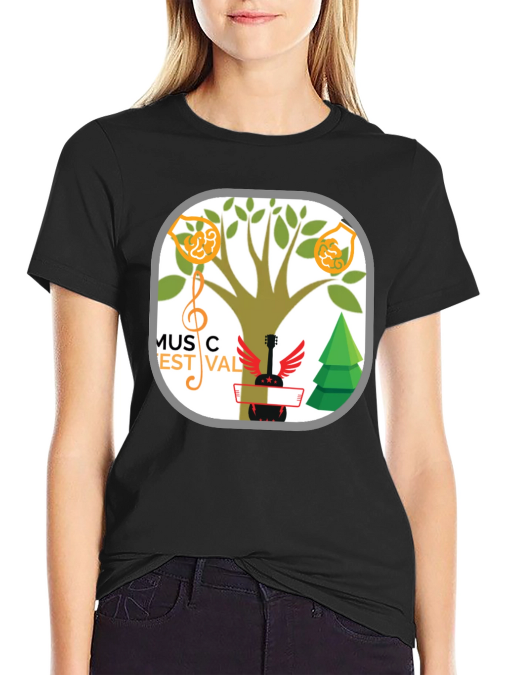 Music Festival T-Shirt Tree & Guitar Graphic Tee