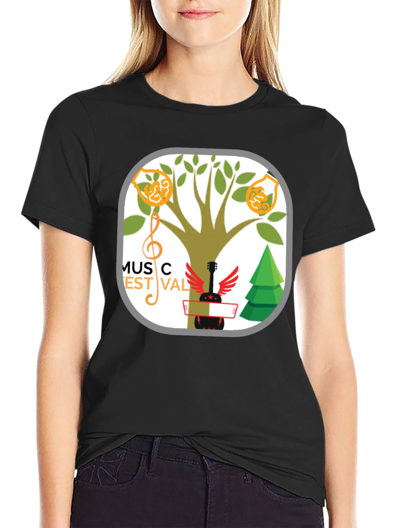 Music Festival T-Shirt Tree & Guitar Graphic Tee