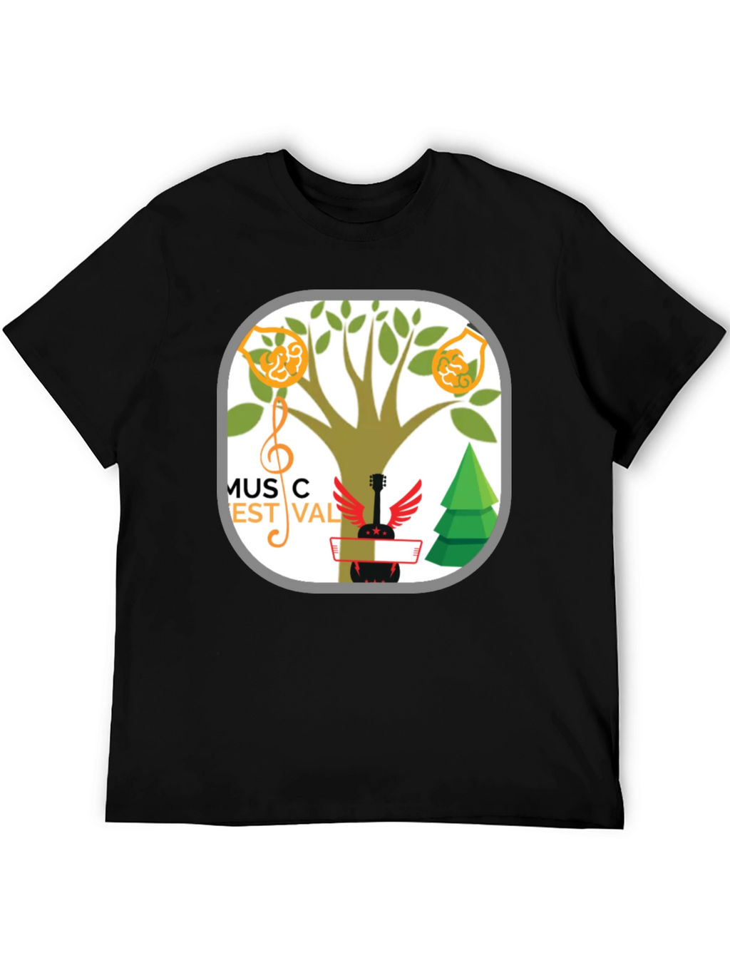 Music Festival T-Shirt Tree & Guitar Graphic Tee