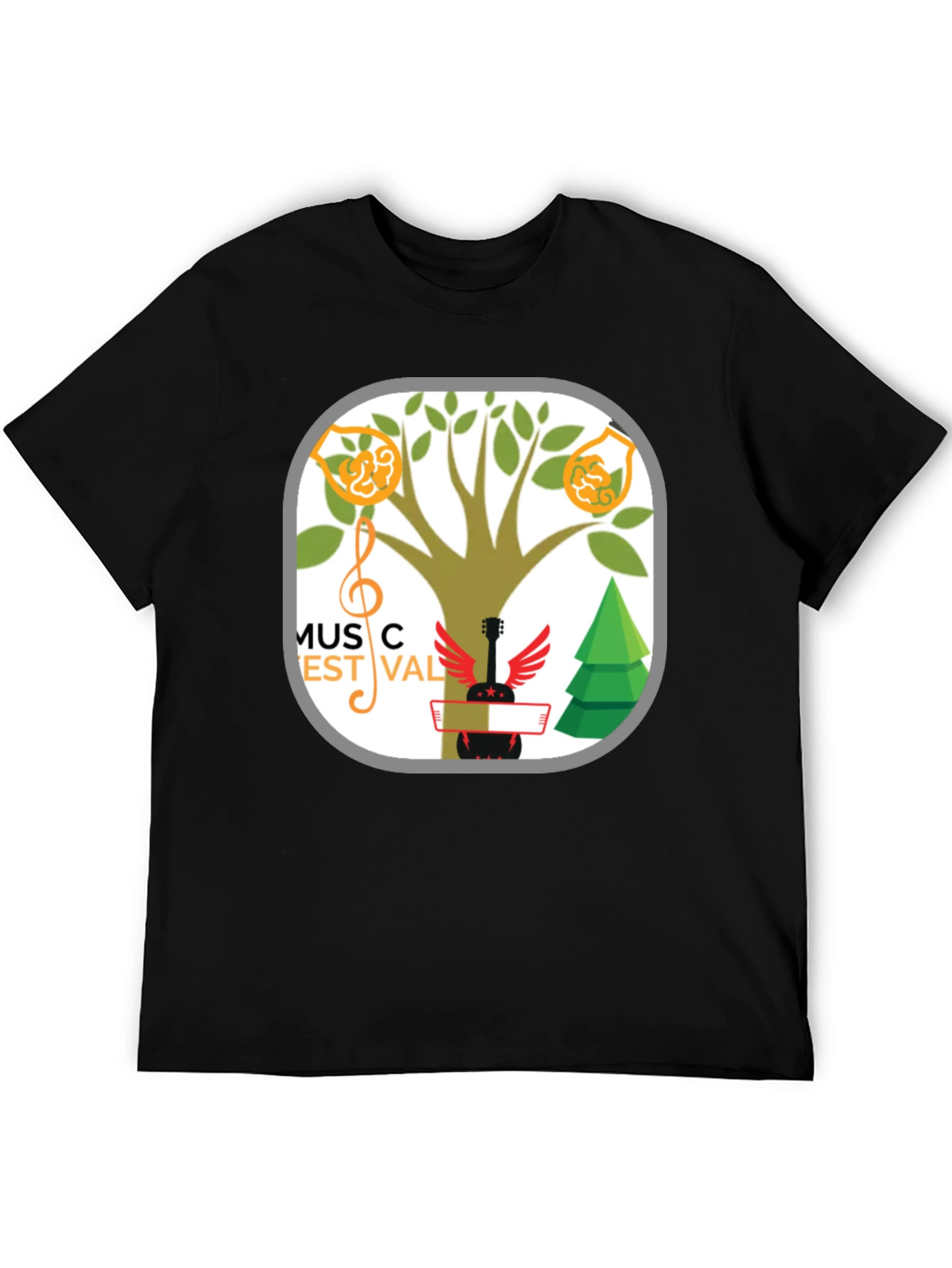 Music Festival T-Shirt Tree & Guitar Graphic Tee