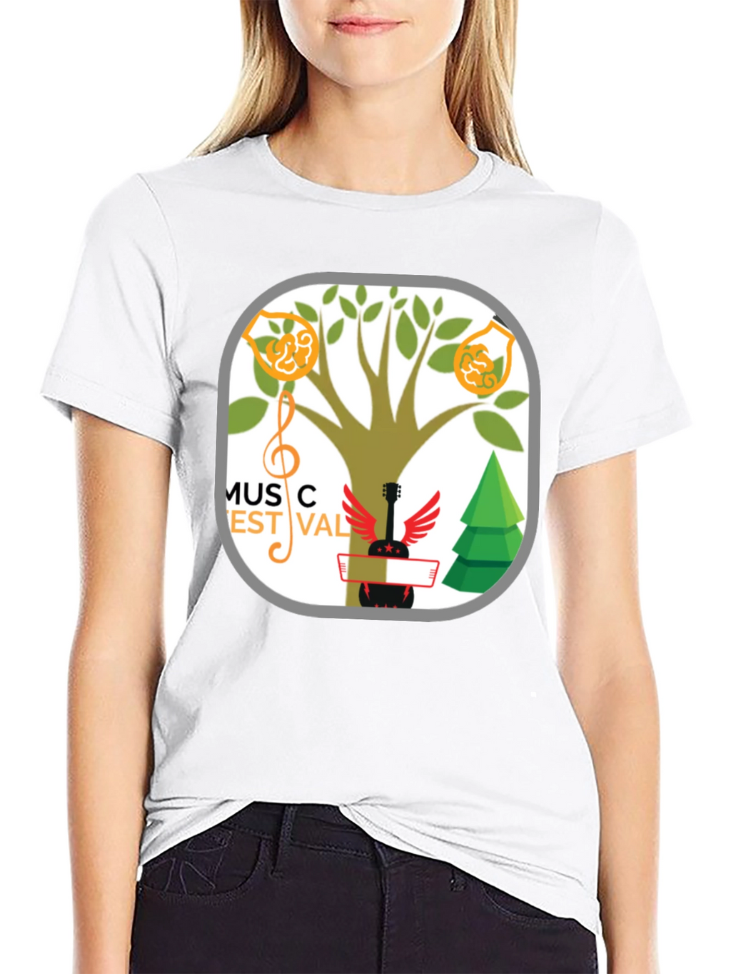 Music Festival T-Shirt Tree & Guitar Graphic Tee