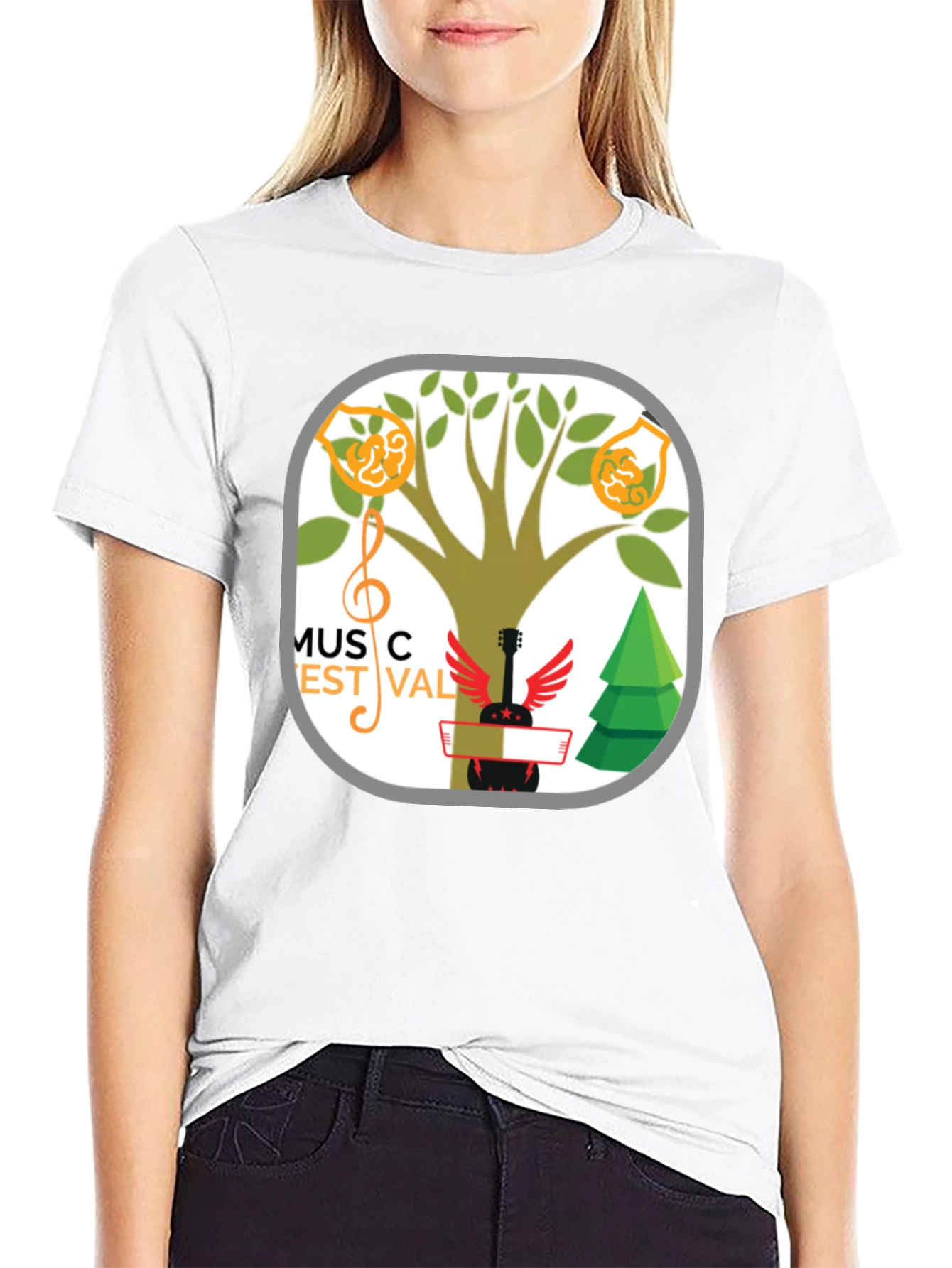 Music Festival T-Shirt Tree & Guitar Graphic Tee