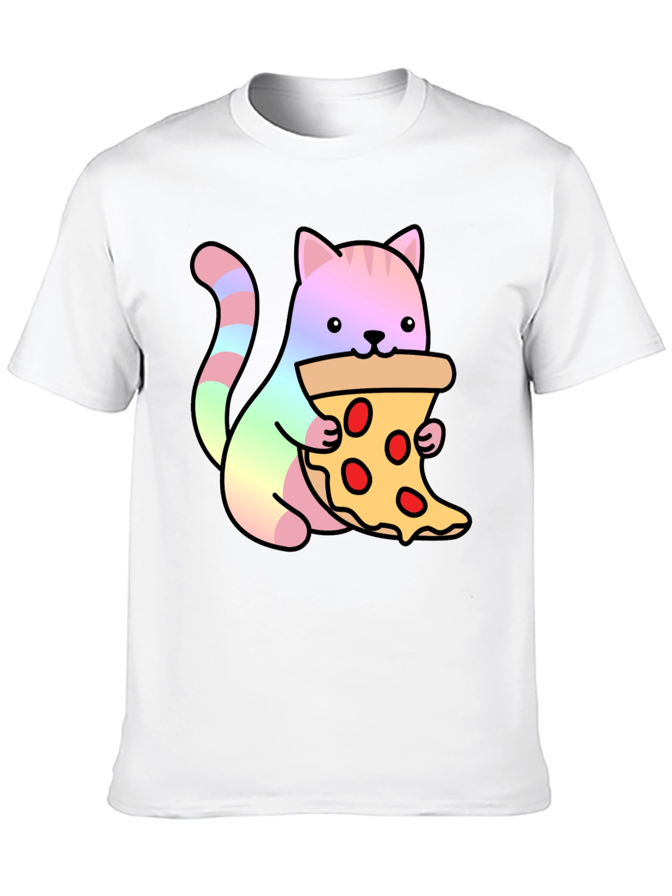 Cute Cat Eating Pizza Graphic Tee