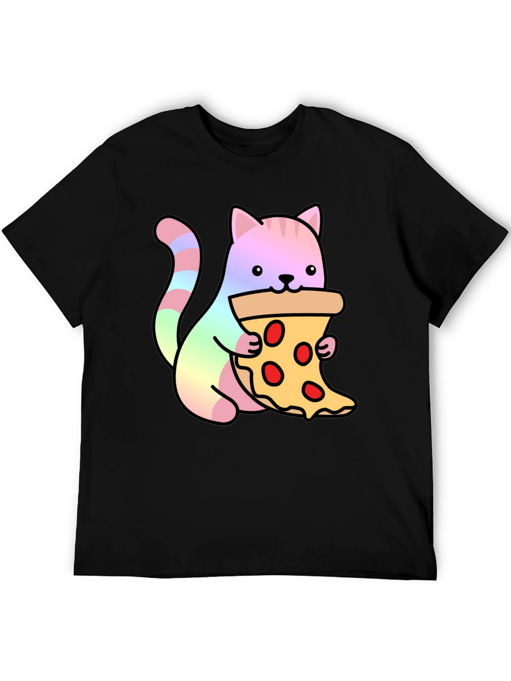 Cute Cat Eating Pizza Graphic Tee