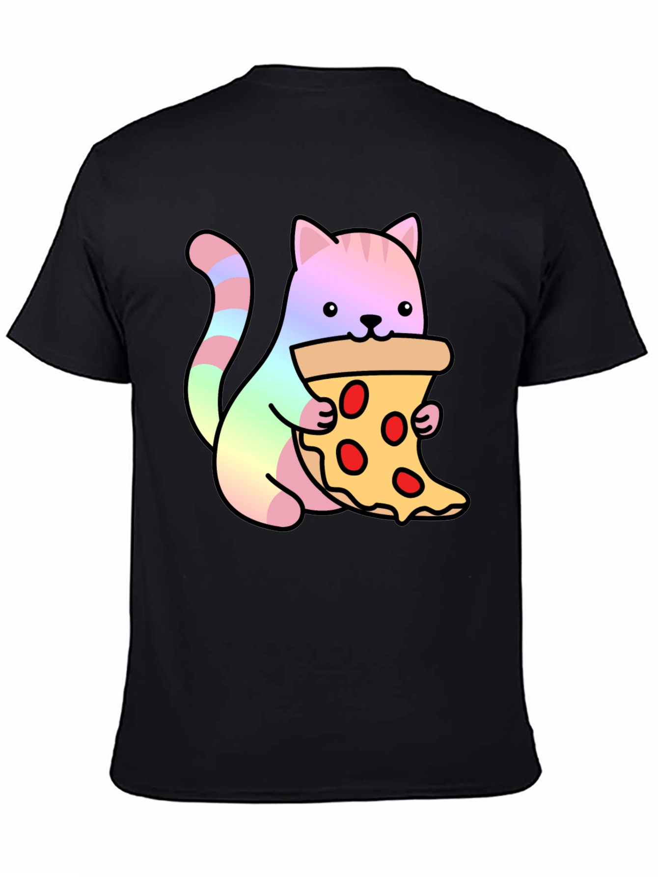 Cute Cat Eating Pizza Graphic Tee