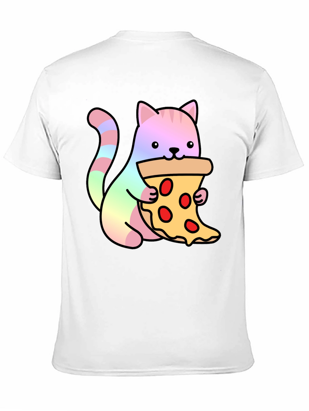 Cute Cat Eating Pizza Graphic Tee