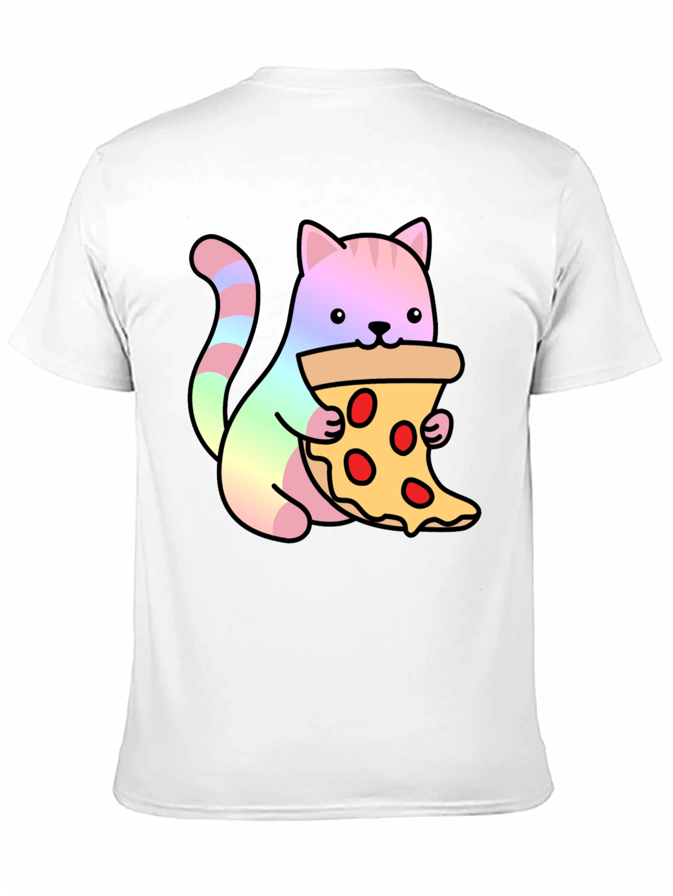 Cute Cat Eating Pizza Graphic Tee