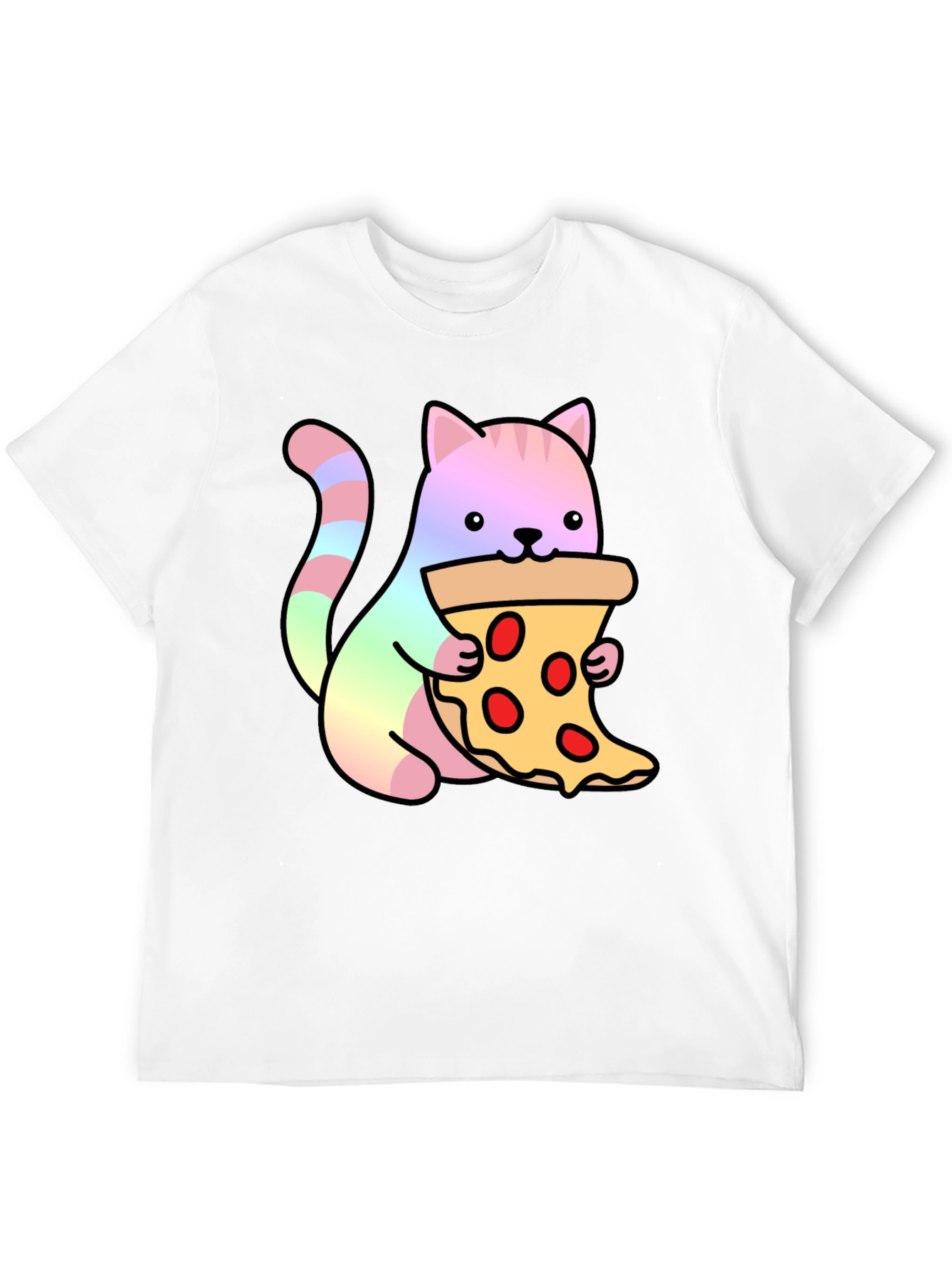 Cute Cat Eating Pizza Graphic Tee