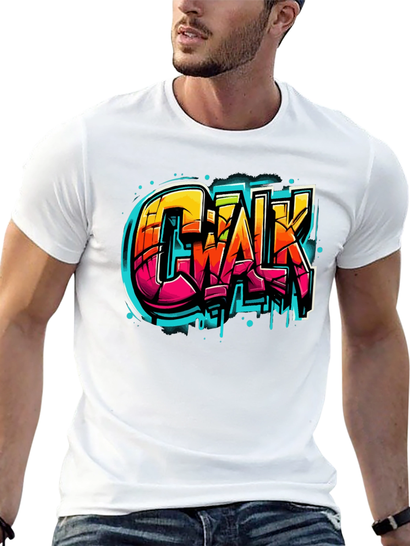Urban Style Graphic Tee - Chalk Graffiti