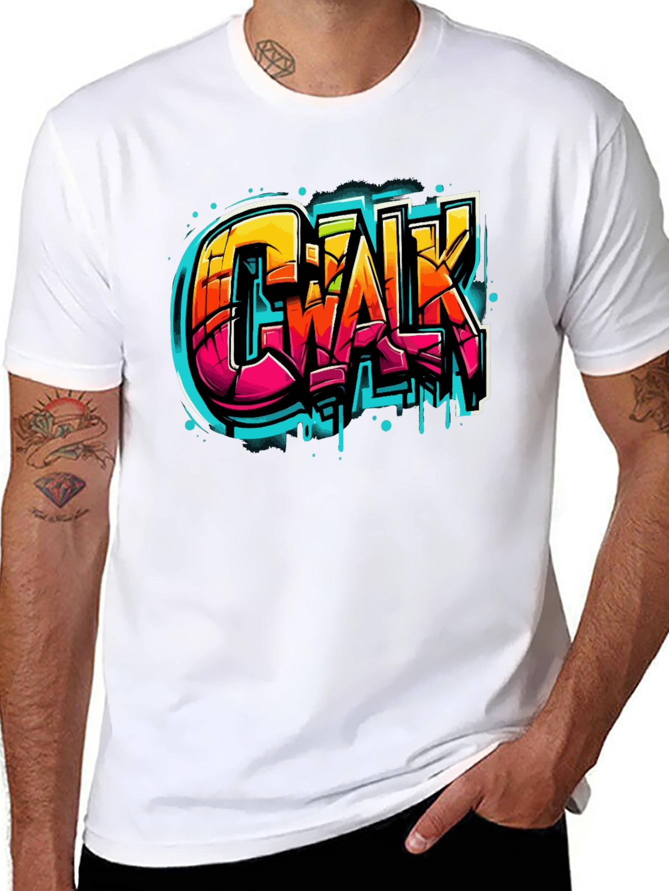 Urban Style Graphic Tee - Chalk Graffiti