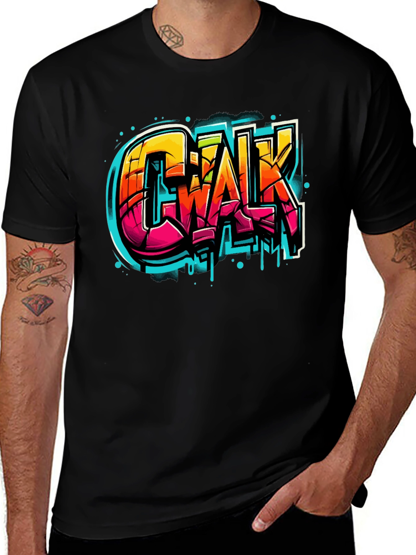 Urban Style Graphic Tee - Chalk Graffiti