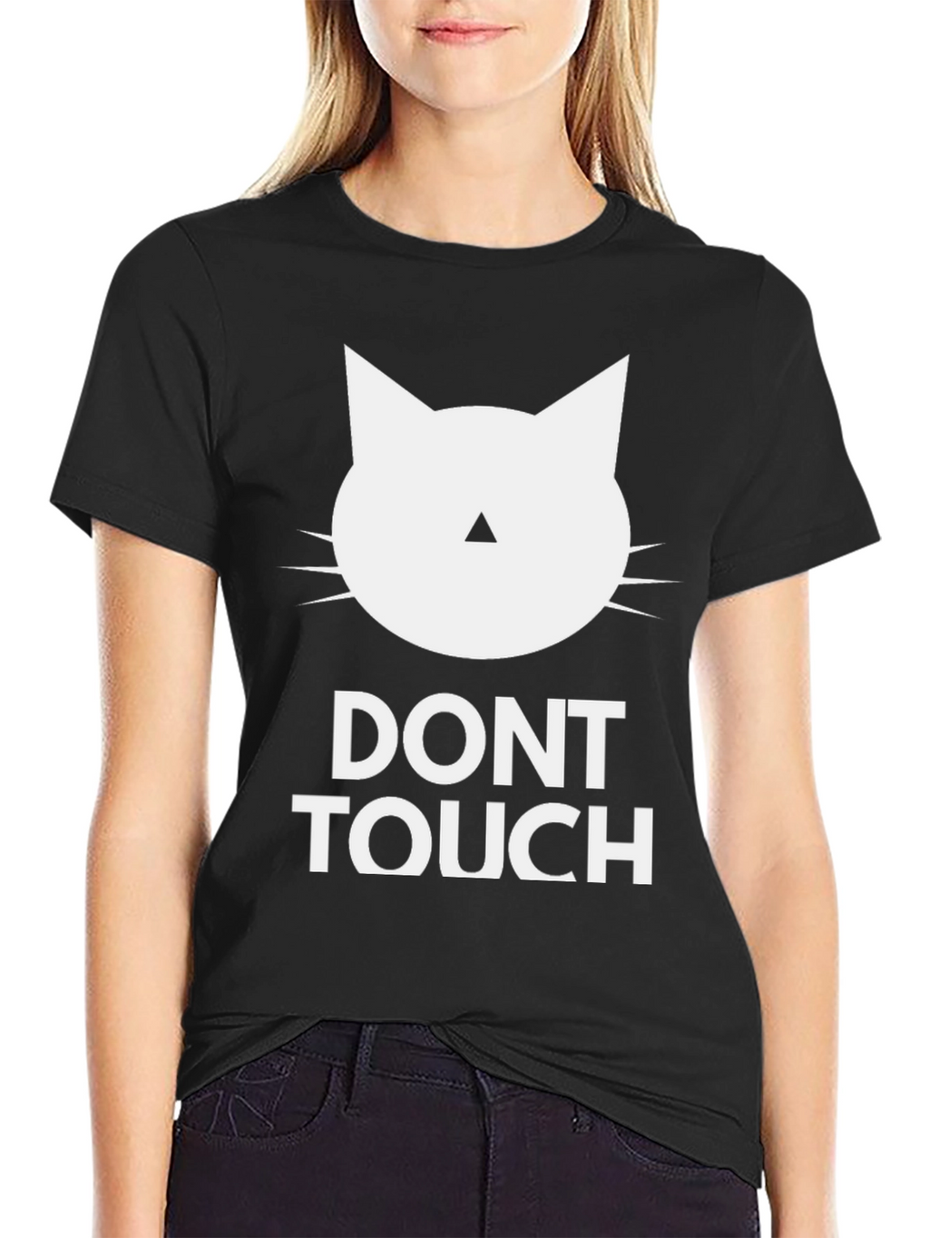 Dont Touch Cat Graphic Tee - Black