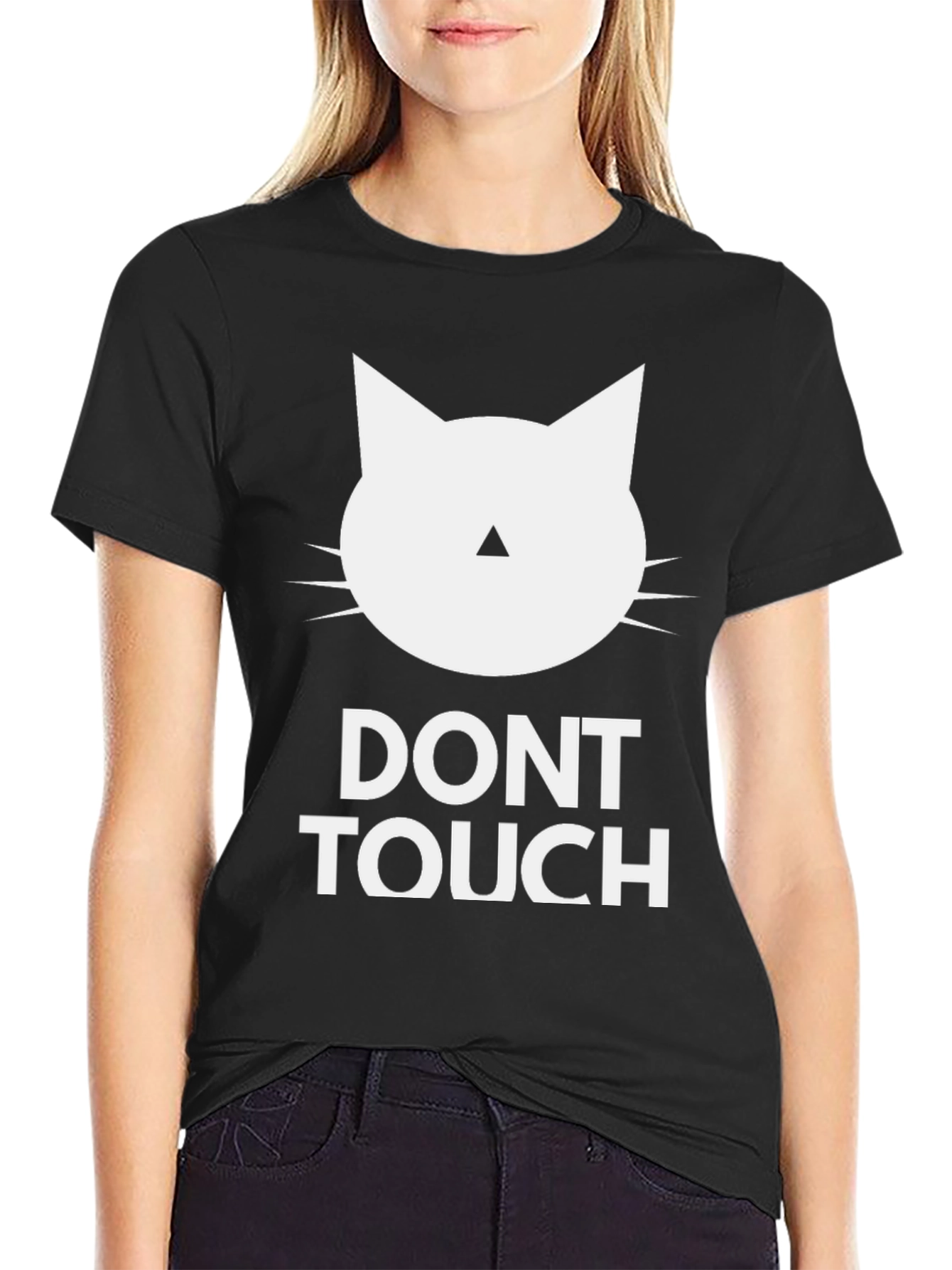 Dont Touch Cat Graphic Tee - Black
