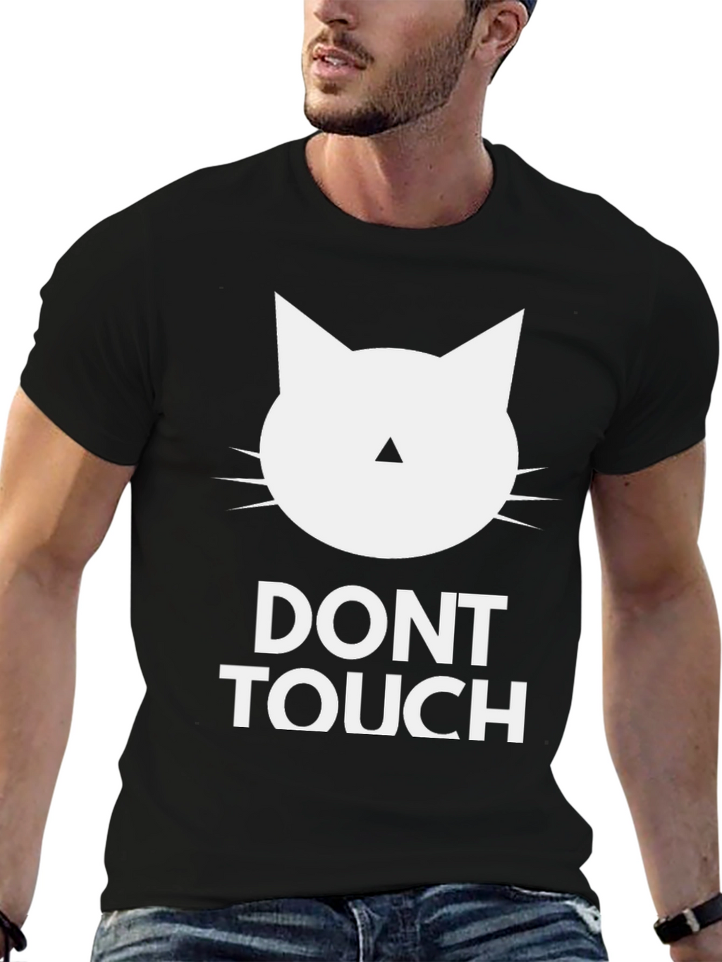 Dont Touch Cat Graphic Tee - Black