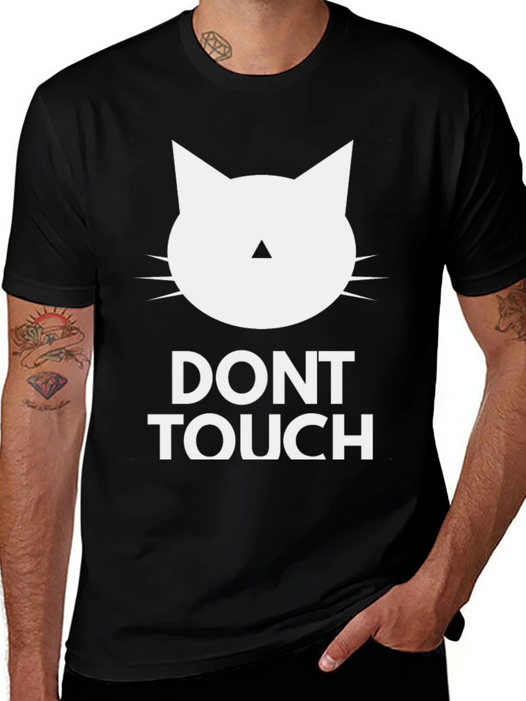 Dont Touch Cat Graphic Tee - Black