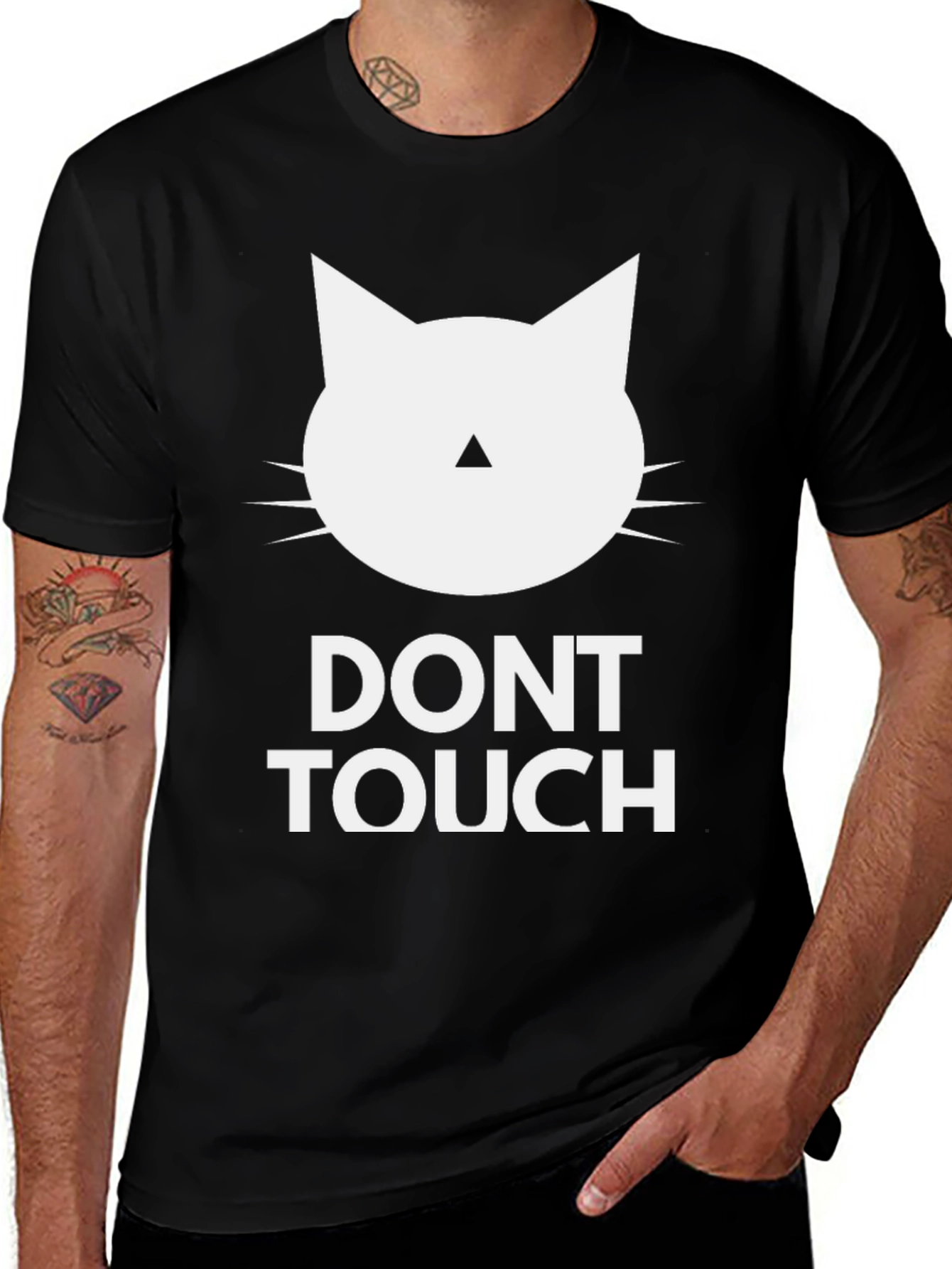 Dont Touch Cat Graphic Tee - Black