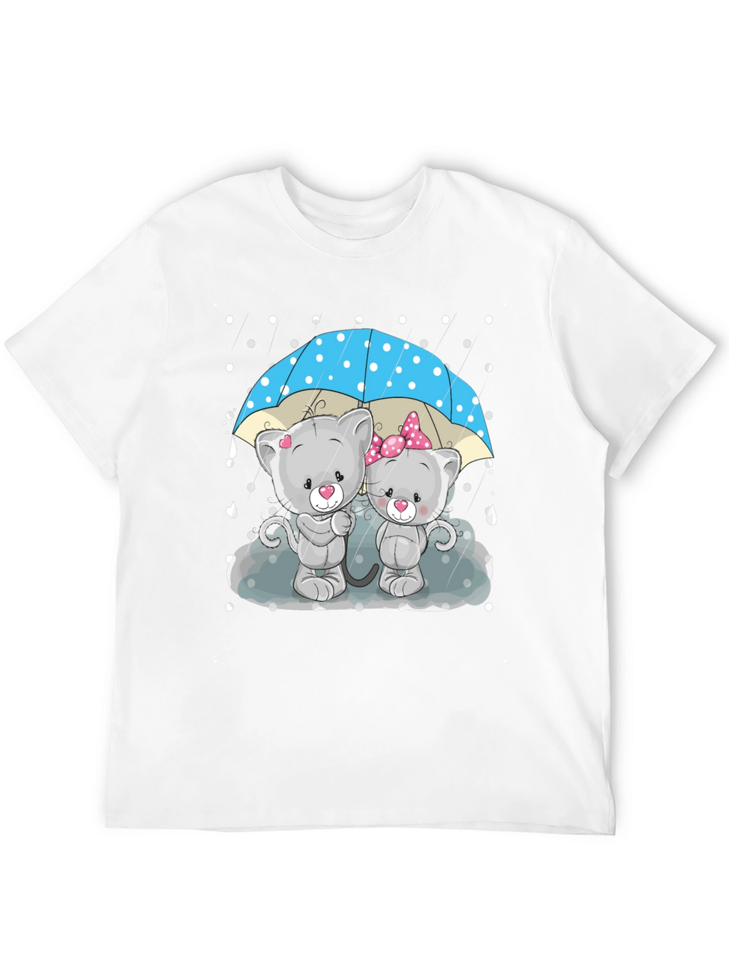 Cute Cartoon Cats in Rain T-Shirt