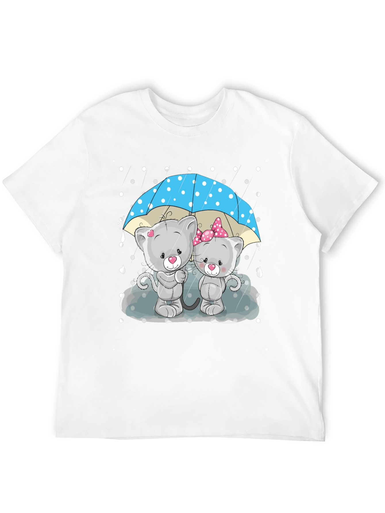 Cute Cartoon Cats in Rain T-Shirt