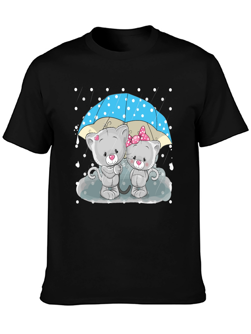 Cute Cartoon Cats in Rain T-Shirt