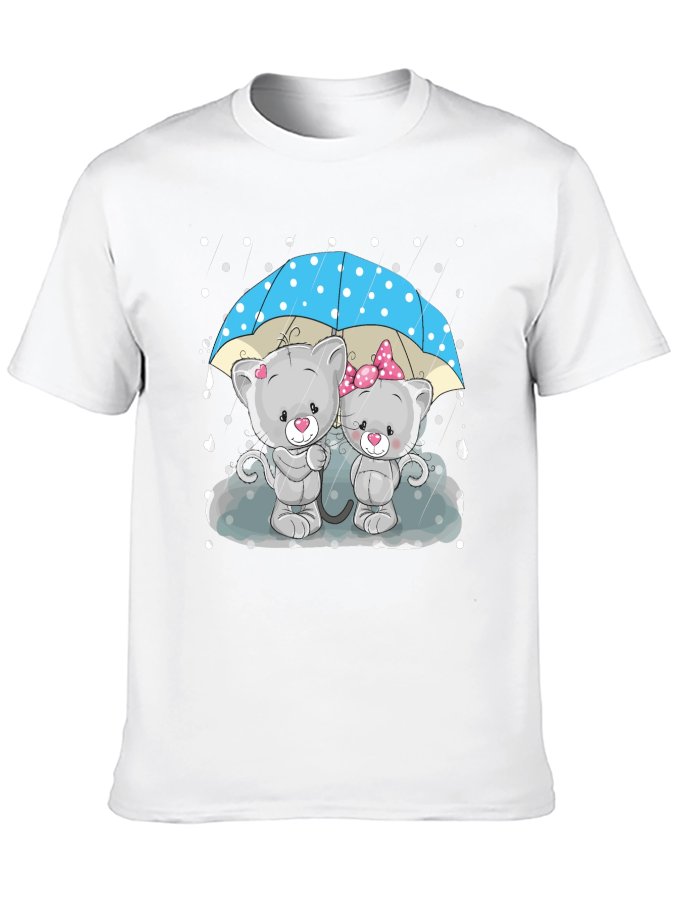 Cute Cartoon Cats in Rain T-Shirt