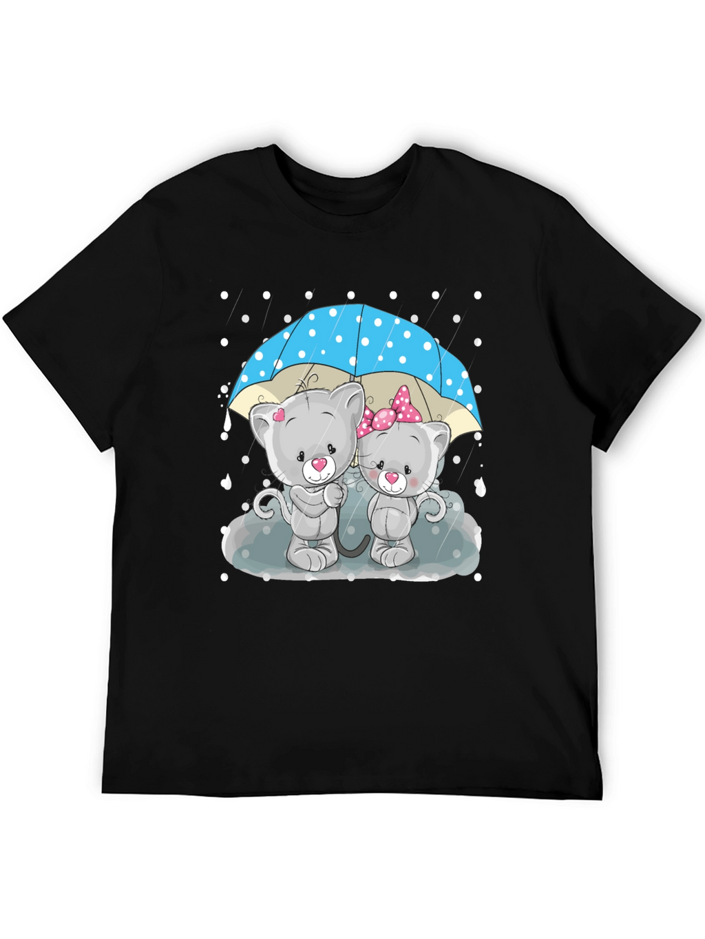 Cute Cartoon Cats in Rain T-Shirt