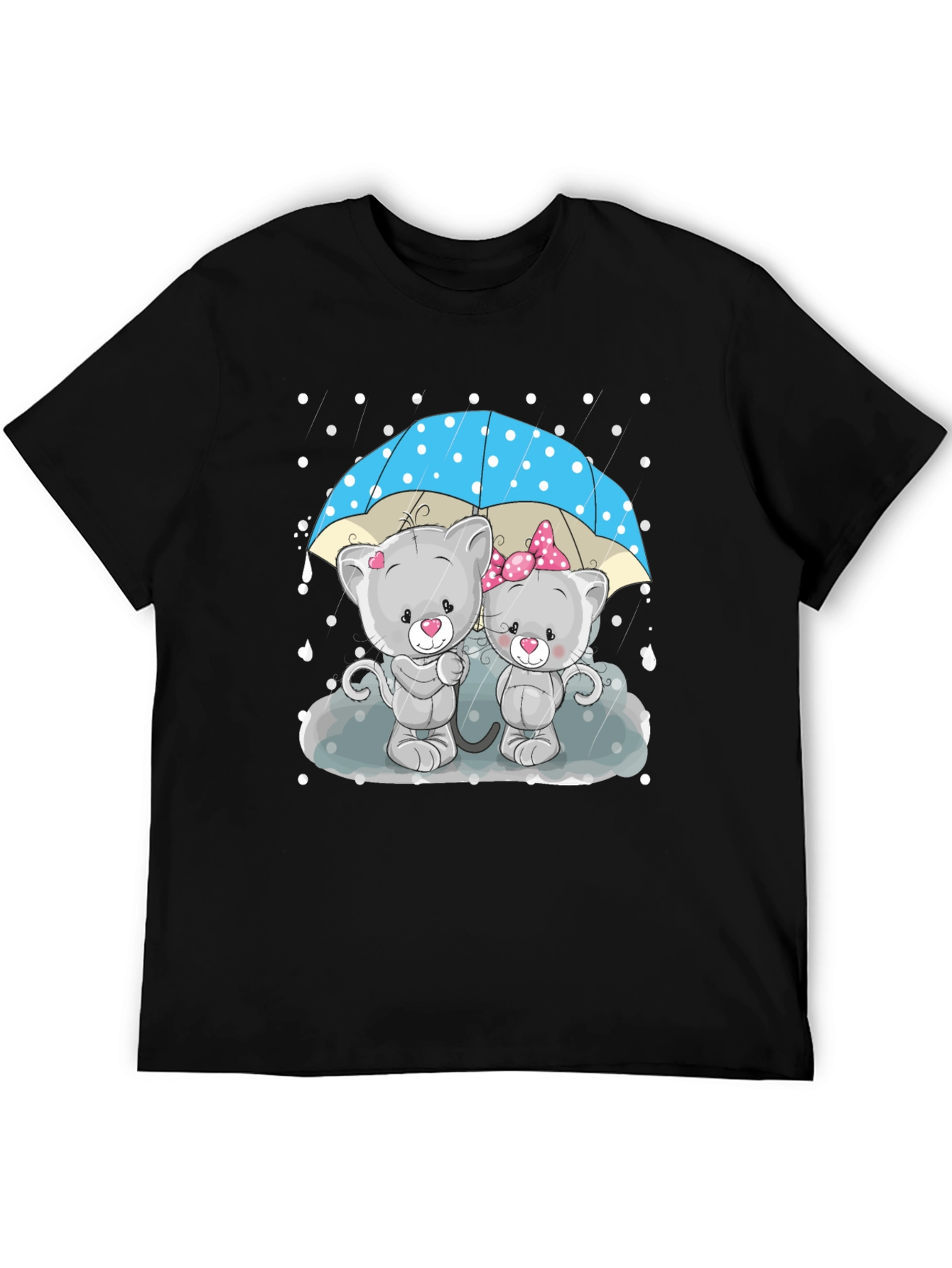 Cute Cartoon Cats in Rain T-Shirt