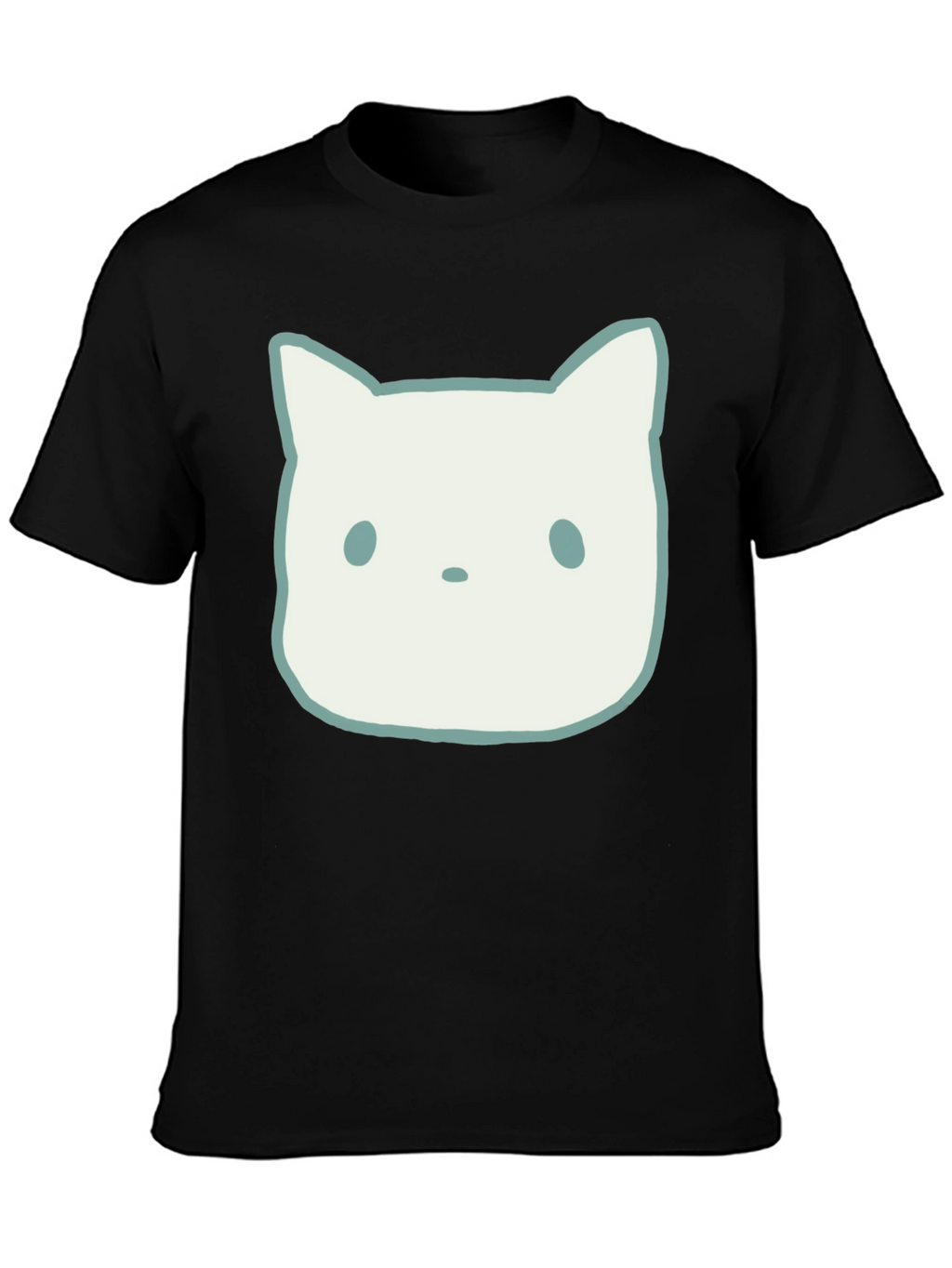 Cute Cat Face Graphic Tee - Black Unisex T-Shirt