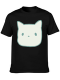 Cute Cat Face Graphic Tee - Black Unisex T-Shirt