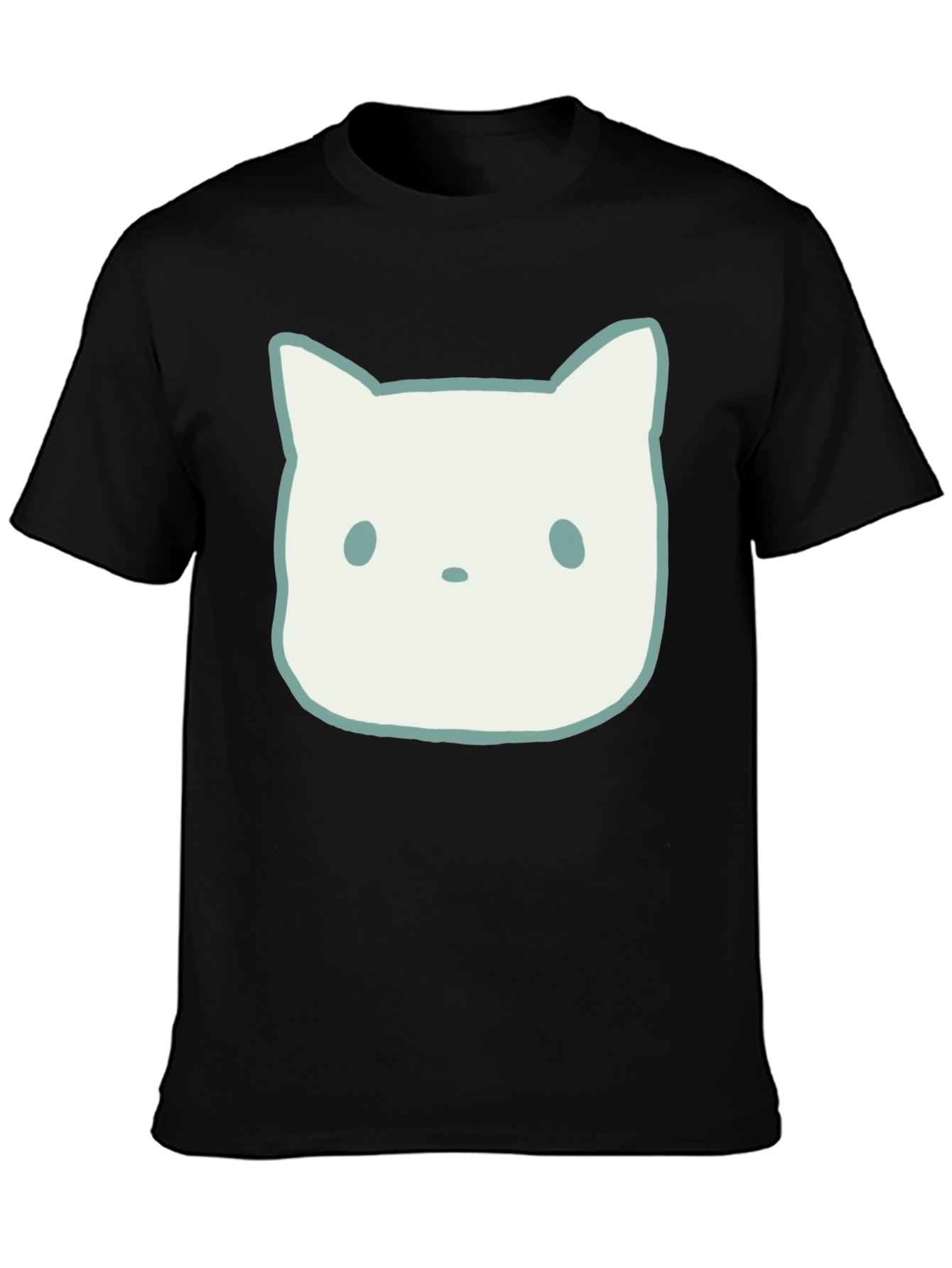 Cute Cat Face Graphic Tee - Black Unisex T-Shirt
