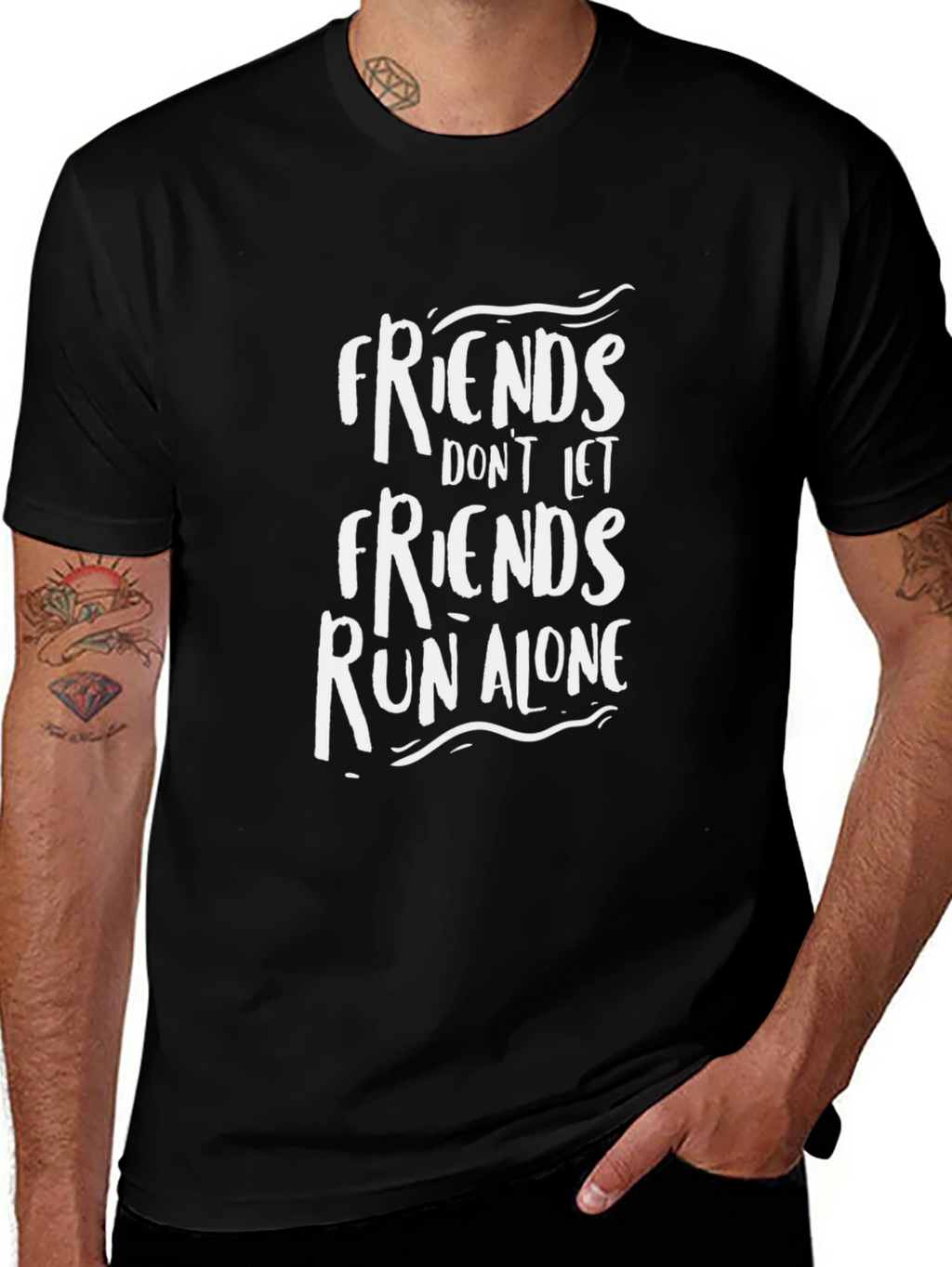 Friends Run Alone Graphic Tee - Black