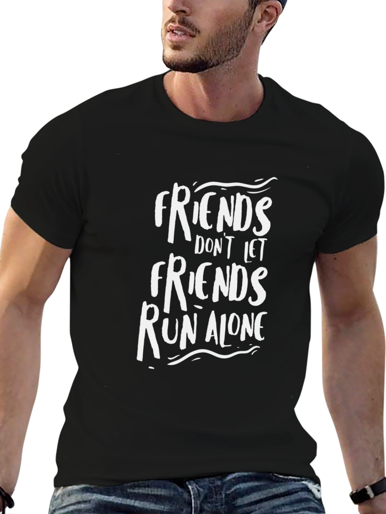 Friends Run Alone Graphic Tee - Black