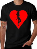 Heart Silhouette Tee - Stylish Black Cotton Blend T-Shirt