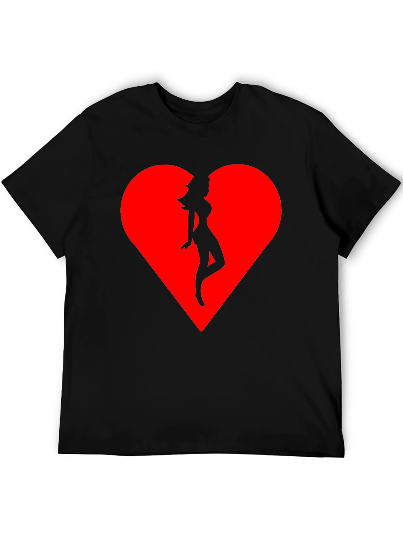 Heart Silhouette Tee - Stylish Black Cotton Blend T-Shirt