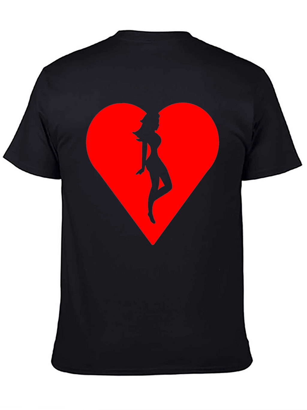 Heart Silhouette Tee - Stylish Black Cotton Blend T-Shirt