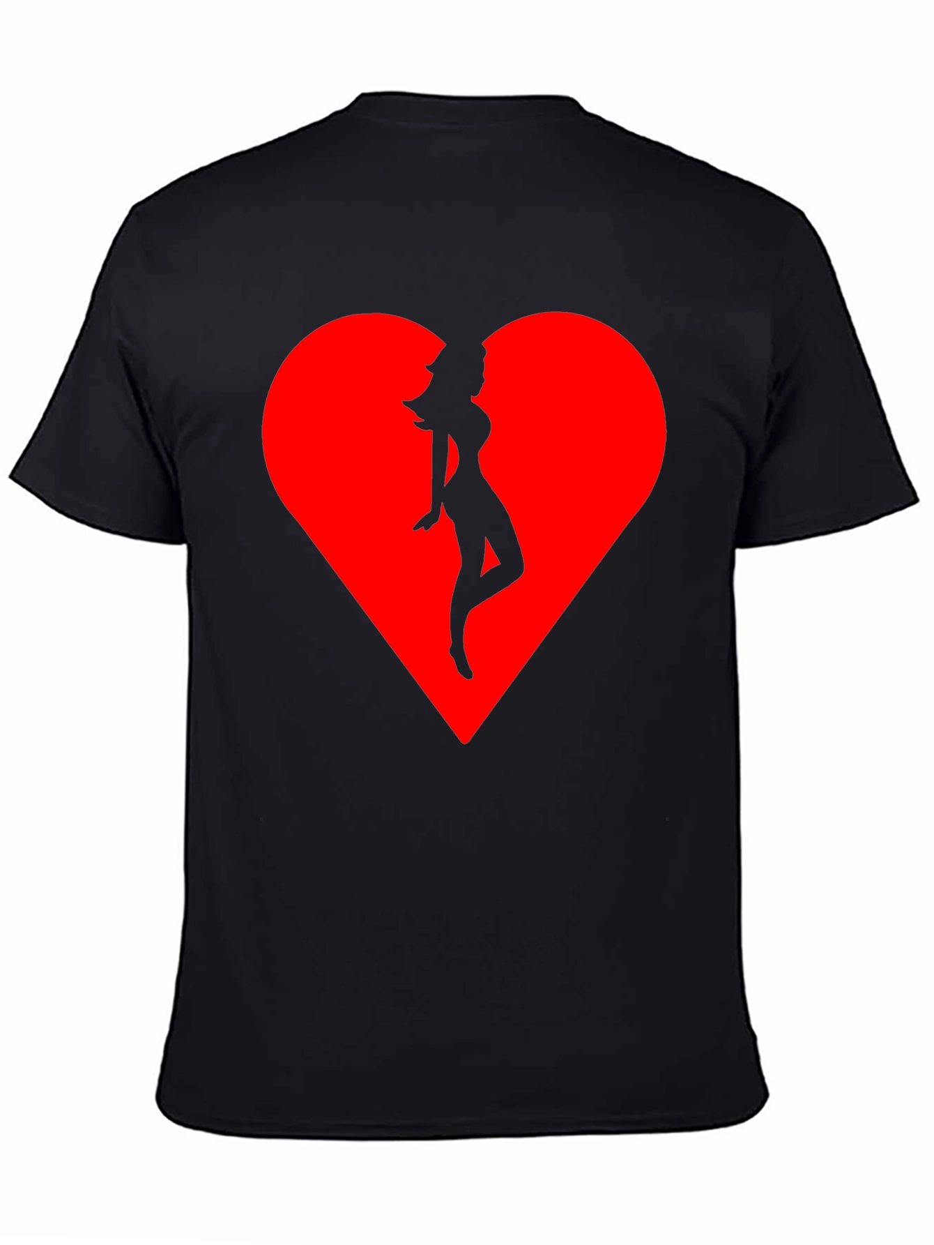 Heart Silhouette Tee - Stylish Black Cotton Blend T-Shirt