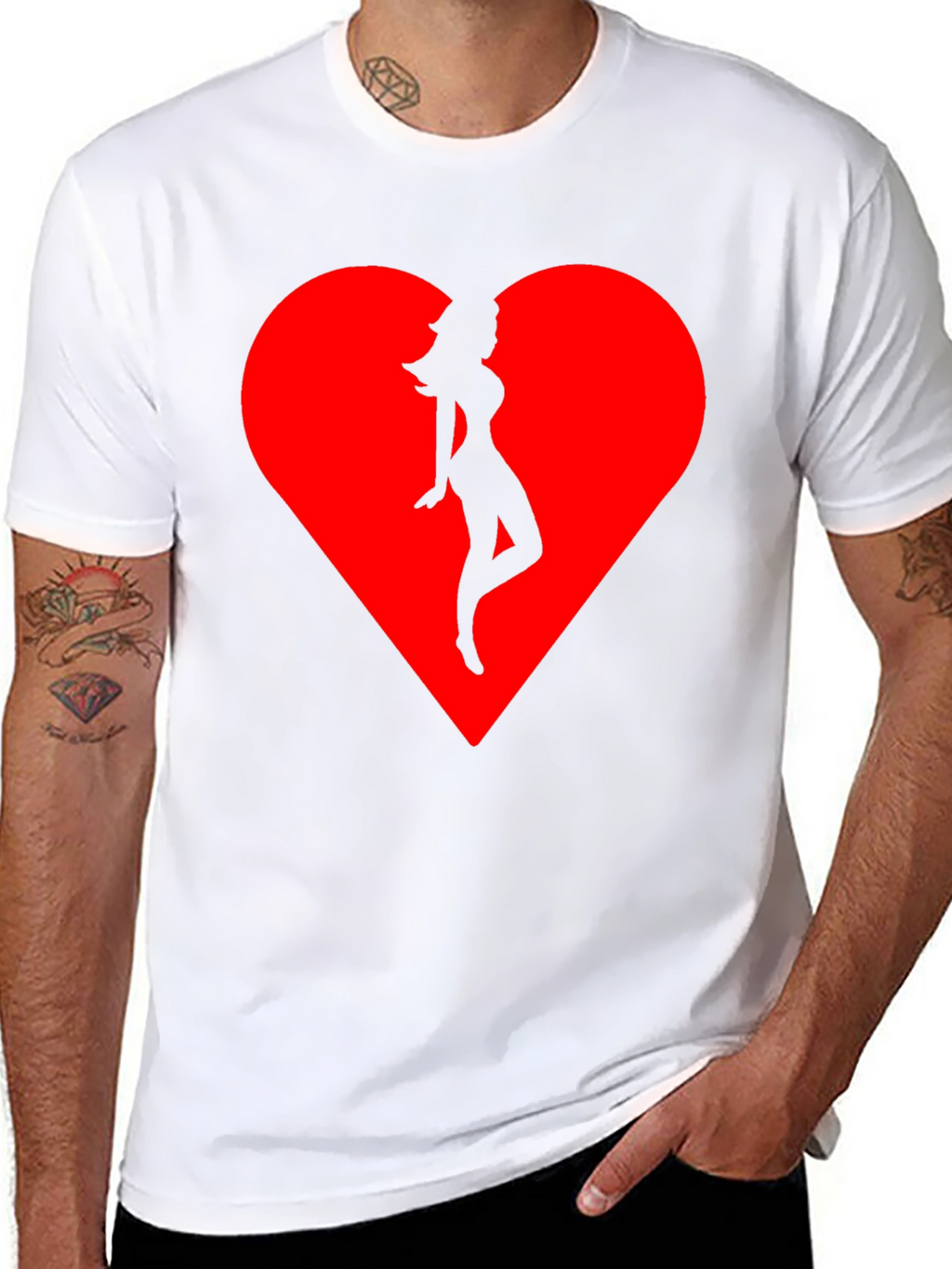 Heart Silhouette Tee - Stylish Black Cotton Blend T-Shirt