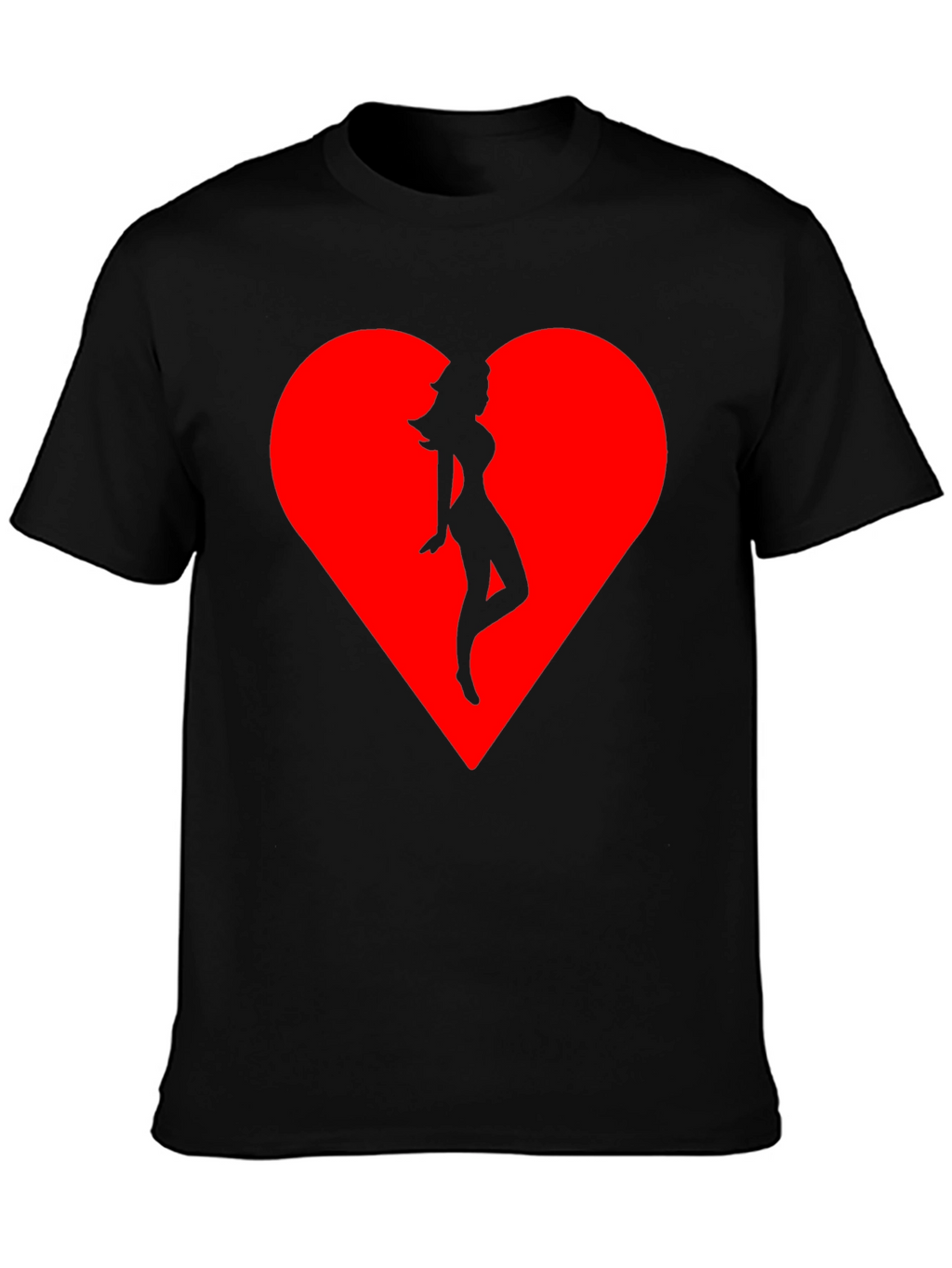 Heart Silhouette Tee - Stylish Black Cotton Blend T-Shirt